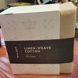 Linen/Split Queen Sheet Set/ Luxury 100% Cotton NEW IN BOX